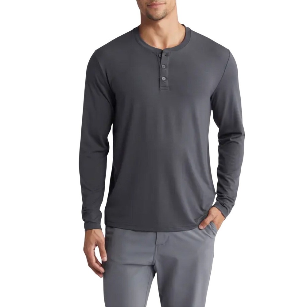 Madewell Mens Long Sleeve Henley Shirt Dark Charcoal GraySize M NWOT $78‎